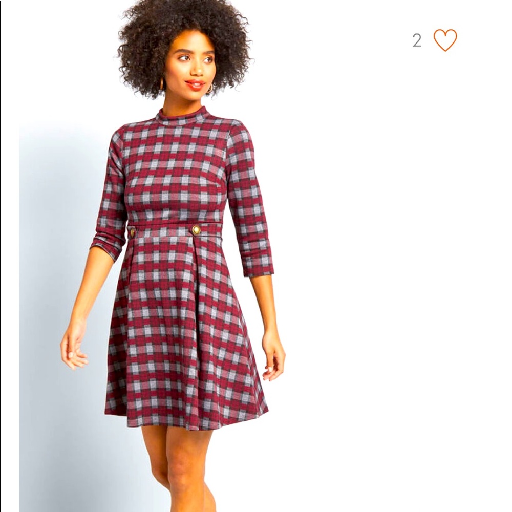 Proudest Moments Knit A Line Dress ModCloth Plaid Flannel winter